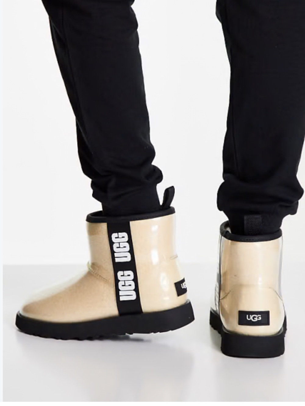 UGG classic Clear Mini women size 7 beige Ankle Rain Boots